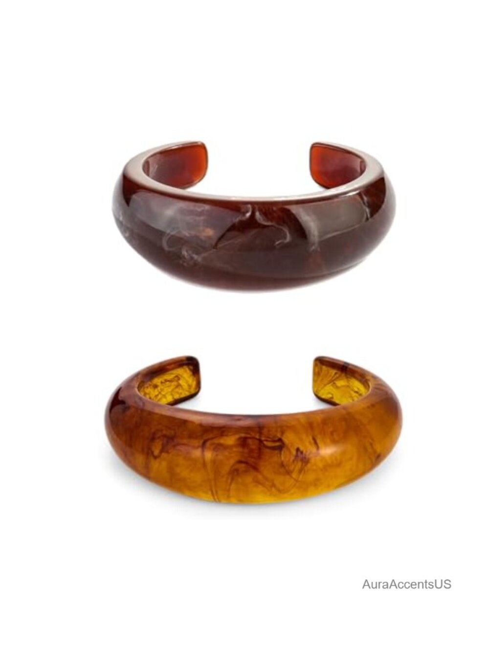 Chunky Acrylic Resin Cuff Bracelet Set for Women Acetate Mottled Retro